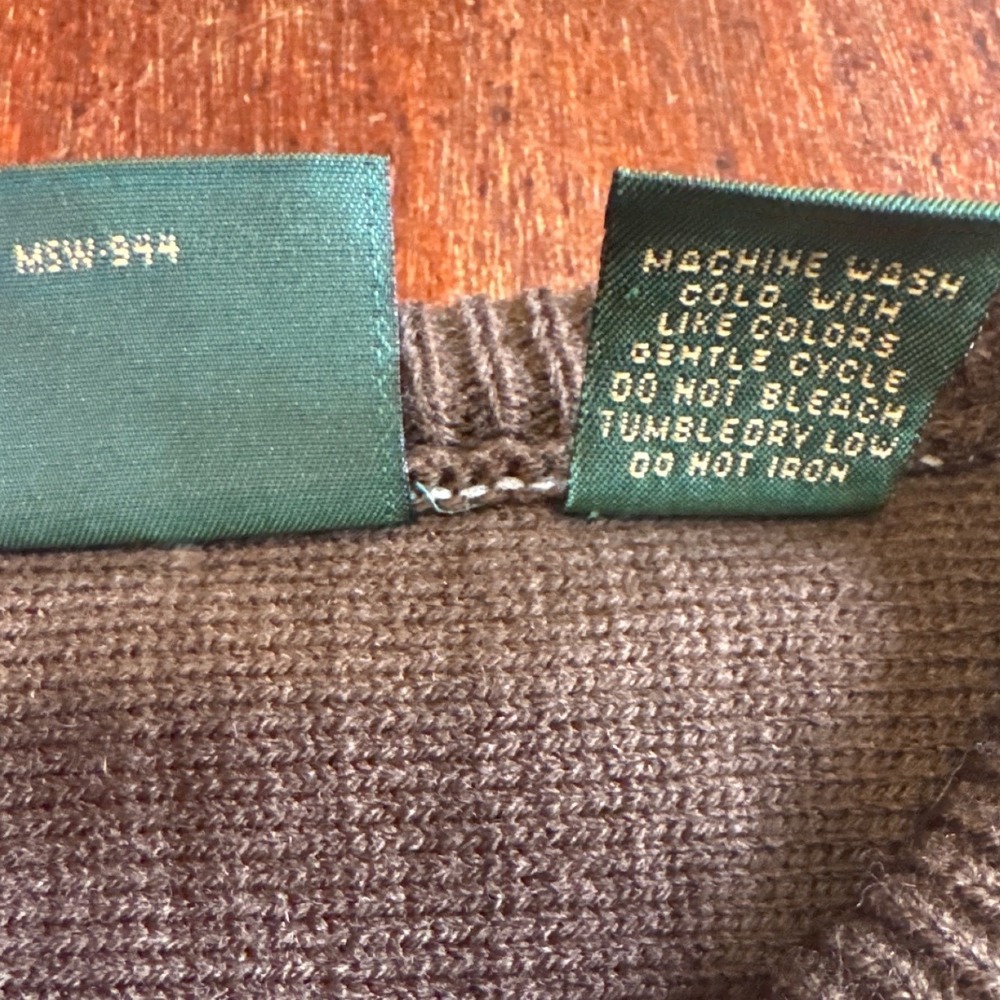 Scandia Woods Mens XL Brown Marled Henley Sweater Elbow Patches MSW-944 - Picture 4 of 11